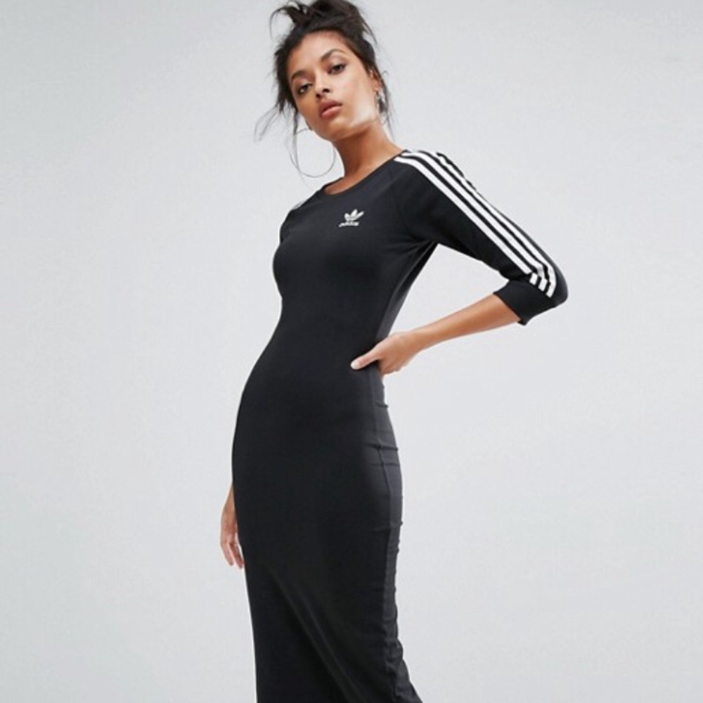 Adidas originals Black Three Stripe Midi Dress